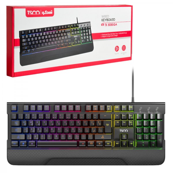 کیبورد گیمینگ سیم دار بک لایت RGB تسکو (TSCO) مدل TK 8085GA