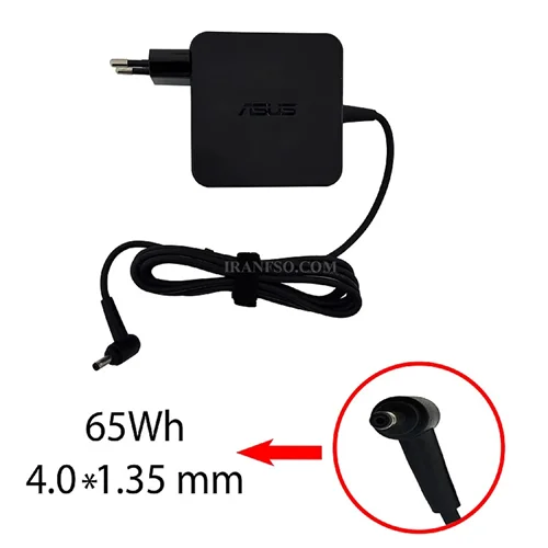 آداپتور لپ تاپ ایسوس 19V 3.42A Gimo Plus مربعی زنبوکی سرفیش بزرگ 4*1.35mm