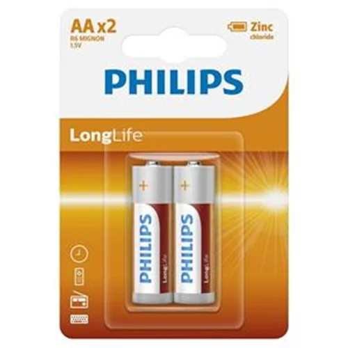 باتری قلمی فیلیپس (PHILIPS) مدل LongLife AAx2(کارتی 2 تایی)