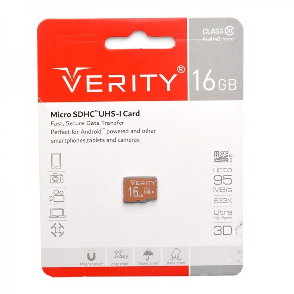 کارت حافظه موبایل وریتی (VERITY) مدل 16GB MicroSDHC 95MB/S