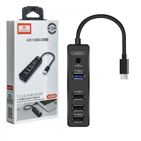 هاب 4 پورت USB و رابط تایپ سی (Type-C) ارلدام (Earldom) مدل ET-HUB08