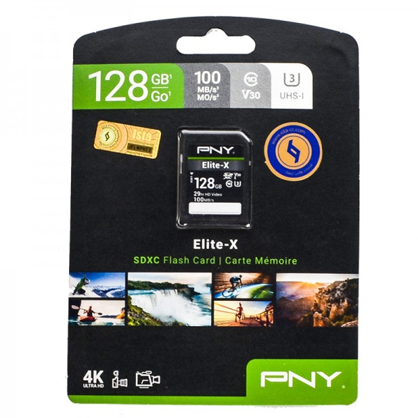 رم دوربین PNY مدل 128GB SDXC UHS-I Elite-X 100MB/S گارانتی حافظه طلایی ایستا