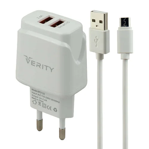 شارژر دیواری فست وریتی VERITY AP 2122 + کابل میکرو
