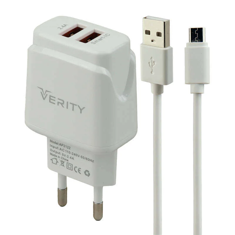 شارژر دیواری فست وریتی VERITY AP 2122 + کابل میکرو