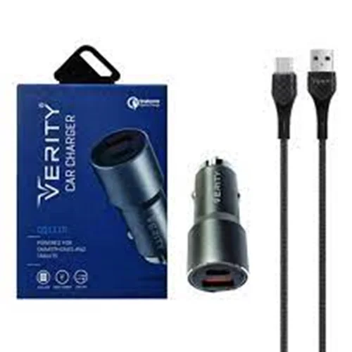 شارژر فندکی 2 پورت + کابل تایپ سی وریتی (VERITY) مدل CQ1119