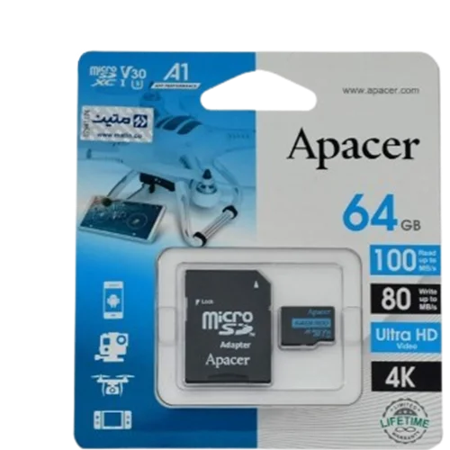 کارت حافظه Apacer مدل microSDXC/SDHC UHS-I U3 V30 ظرفیت 64GB