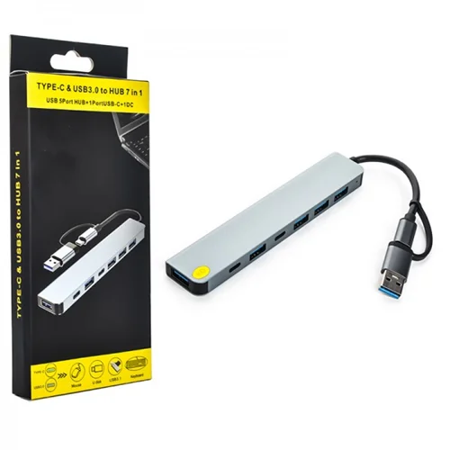 هاب 7 پورت و رابط تایپ سی + USB3.0 کی لینک (KLINK) مدل K-2304UT