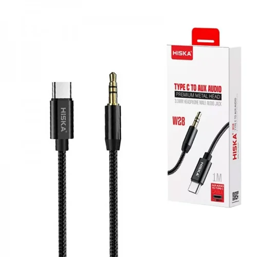 کابل تایپ سی به جک 3.5 میلی متر ( Type-C to Aux) هیسکا طول 1متر مدل W28