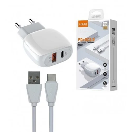 شارژر 2 پورت 20W + کابل تایپ سی (LDINIO) مدل A2313C