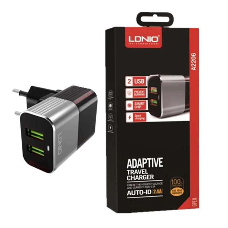 شارژردیواریA2206 LDNIO با کابل لایتنینگ