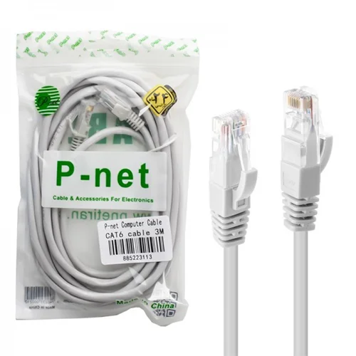 کابل شبکه CAT6 پی نت (P-net) طول 3 متر کد 10033