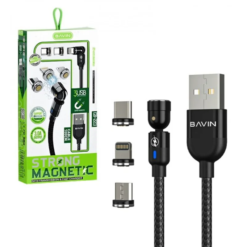 کابل Type-c اندروید و آیفون مغناطیسی باوین (BAVIN) طول 1 متر مدل CB-223