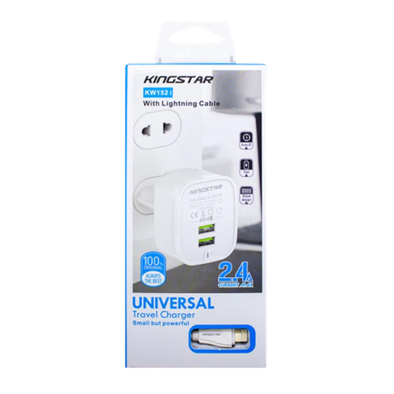 شارژر دیواری با کابل لایتنینگ kingstar KW152i