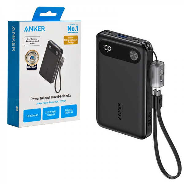 پاوربانک ANKER + کابل مدل A1257 ظرفیت 10000mAh (گارانتی یاس ارتباط)