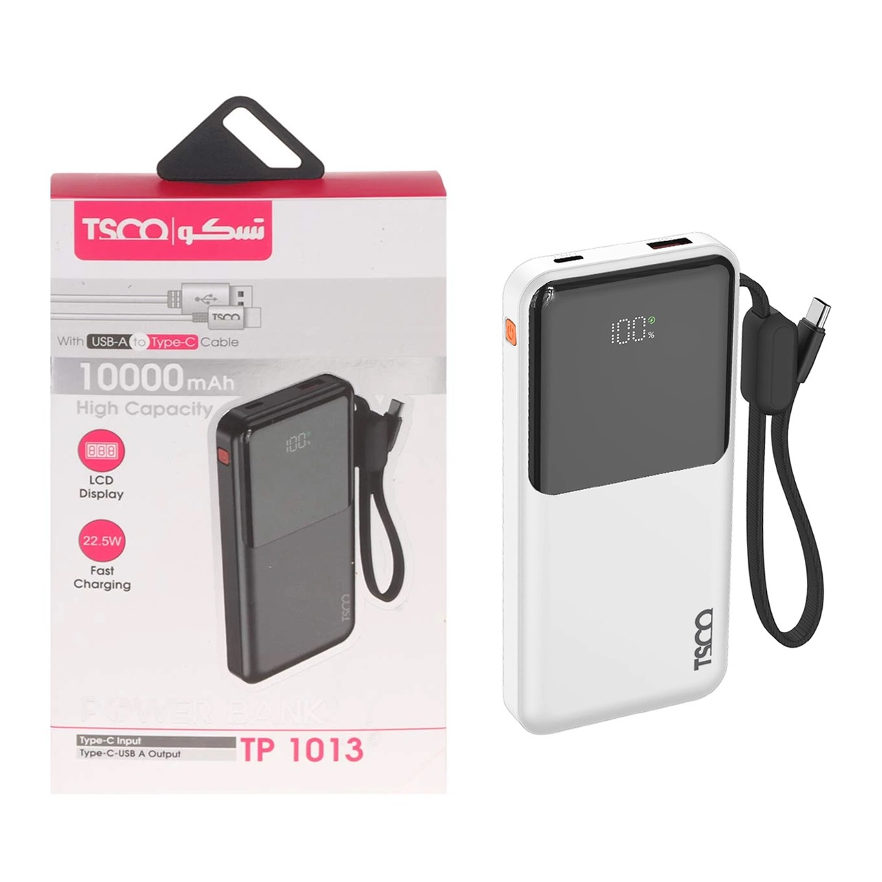 پاوربانک + کابل همراه تسکو (TSCO) مدل TP 1013 ظرفیت 10000mAh (گارانتی تسکو)