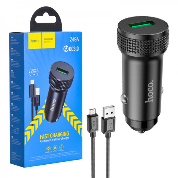 شارژر فندکی 18 وات + کابل اندروید (MicroUSB) هوکو مدل Z49A