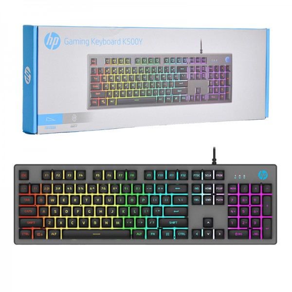 کیبورد گیمینگ سیم دار بک لایت RGB اچ پی (hp)  مدل K500Y (اورجینال کلید مربعی)