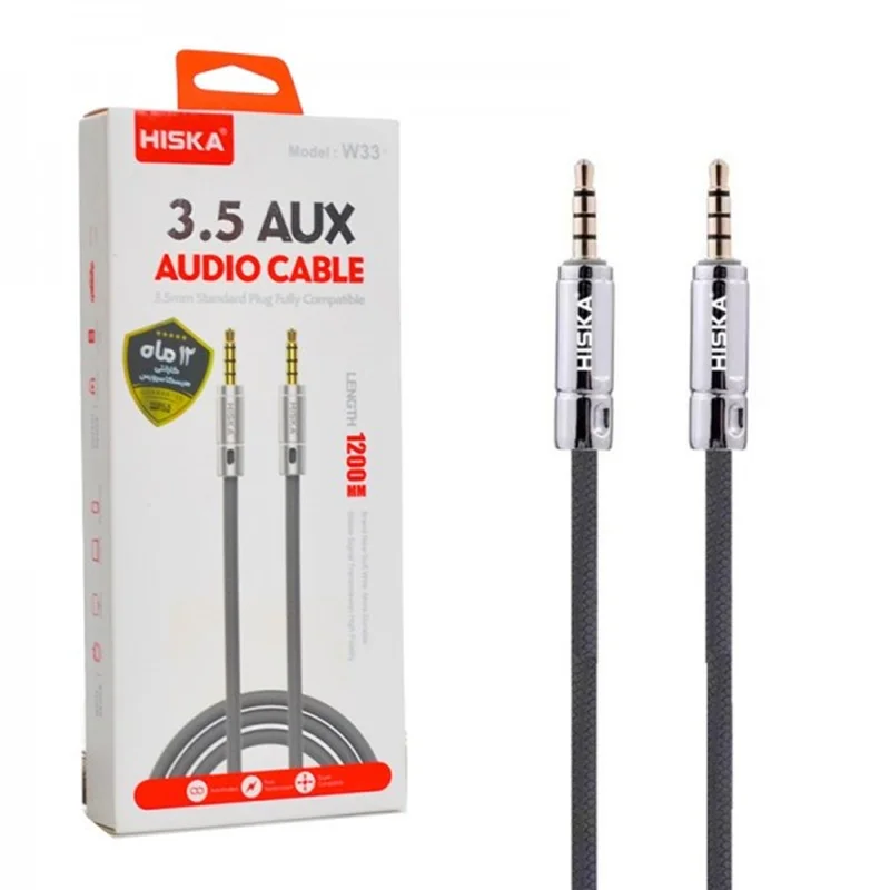 کابل 1 به 1 صدا (AUX) هیسکا (HISKA) طول 1.2 متر مدل W33