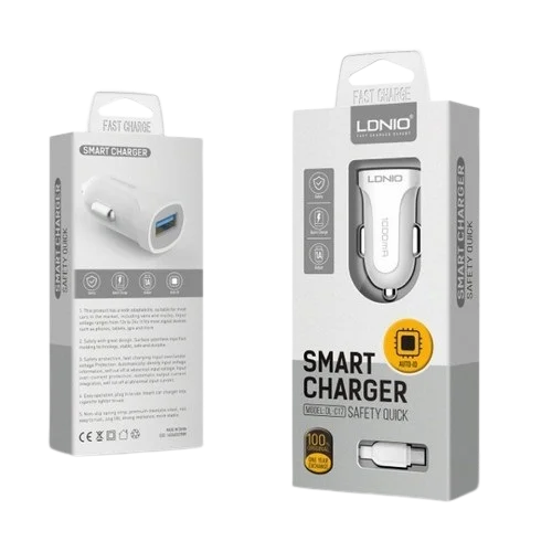 شارژر فندکی LDNIO DL-C17 همراه با کابل Type-C