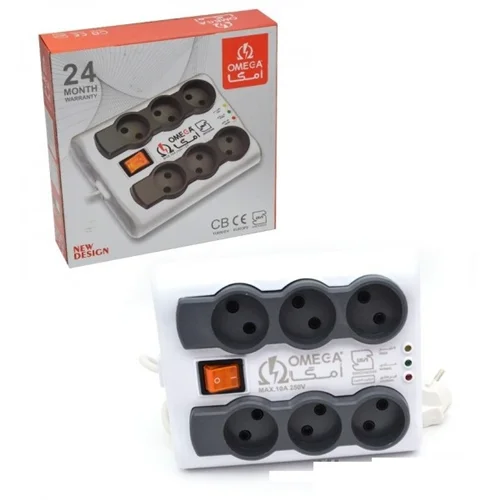 محافظ برق امگا (Omega) مدل 6 خانه 1.5 متری P6000 - استاندارد